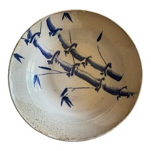 Japanese Ceramic Blue & White Bamboo Bowl
